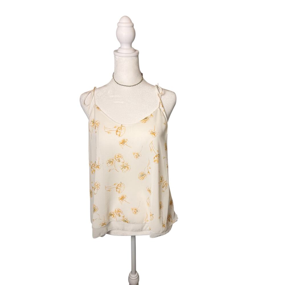 Gentle Fawn Women Small Floral Spaghetti Strap Soft Yellow Summer Coquette